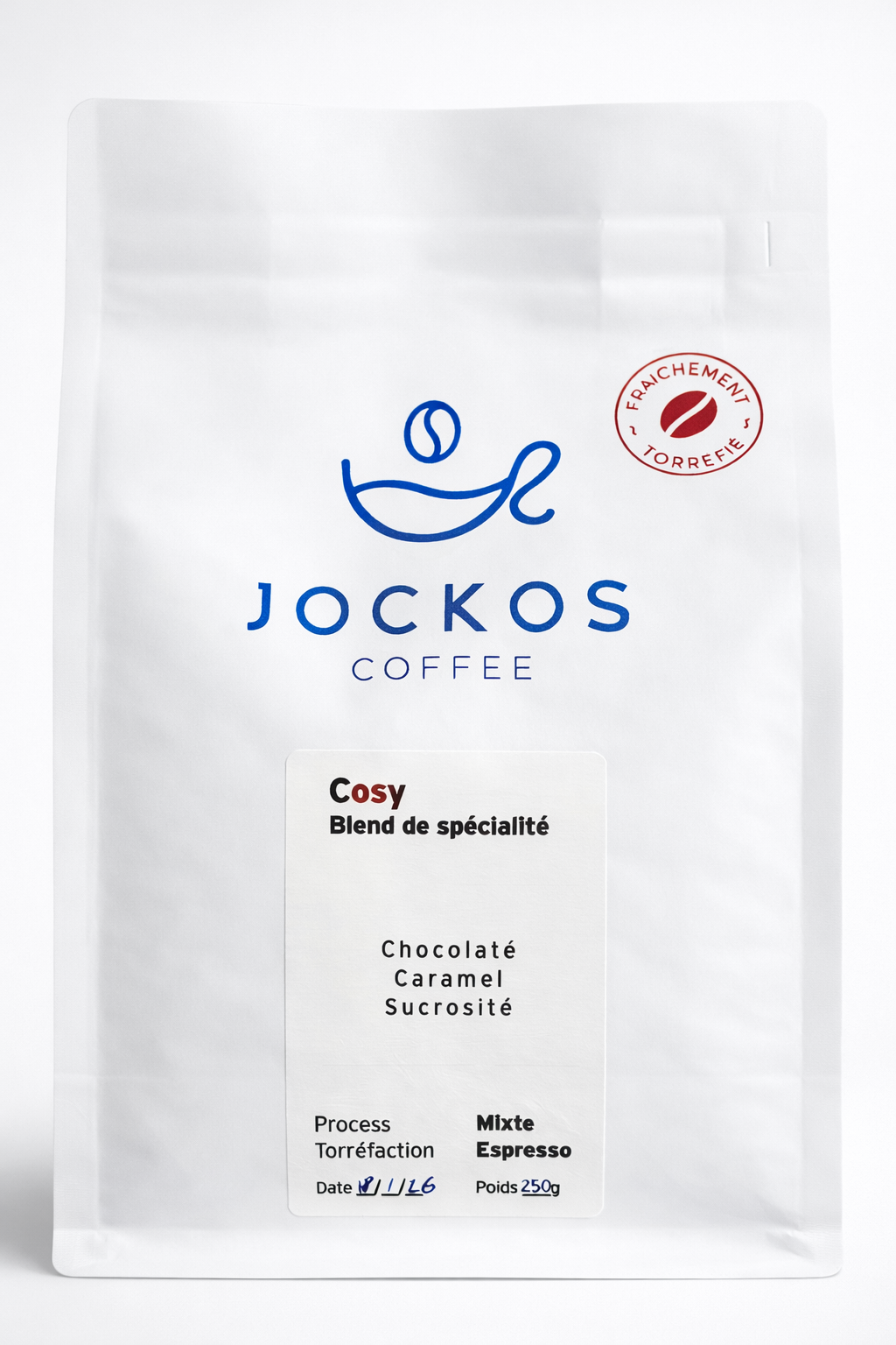 Cosy, blend espresso de spécialité Jockos Coffee, sachet de café en grains