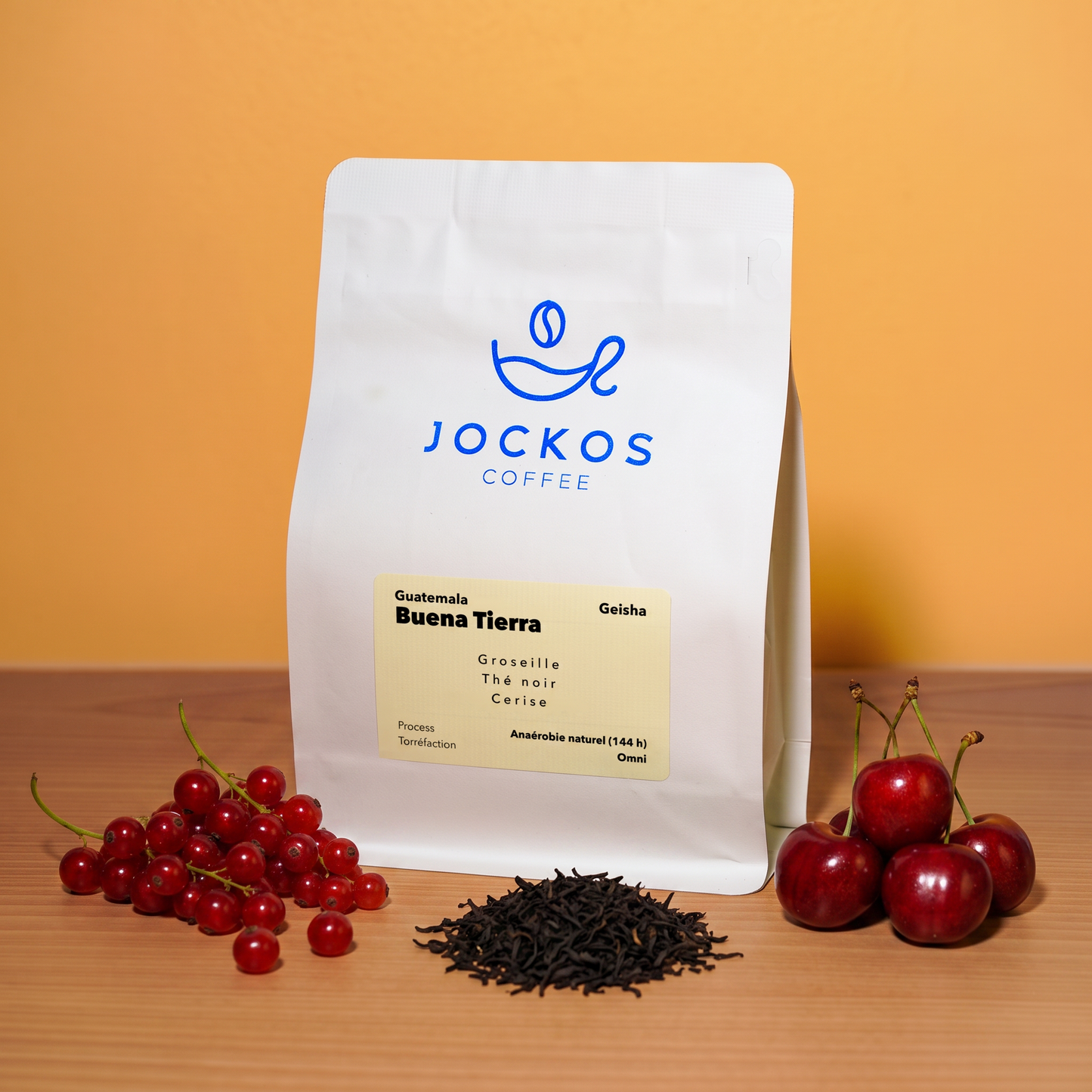 Guatemala Buena Tierra Geisha, café anaérobie naturel Jockos Coffee : groseille, thé noir, cerise