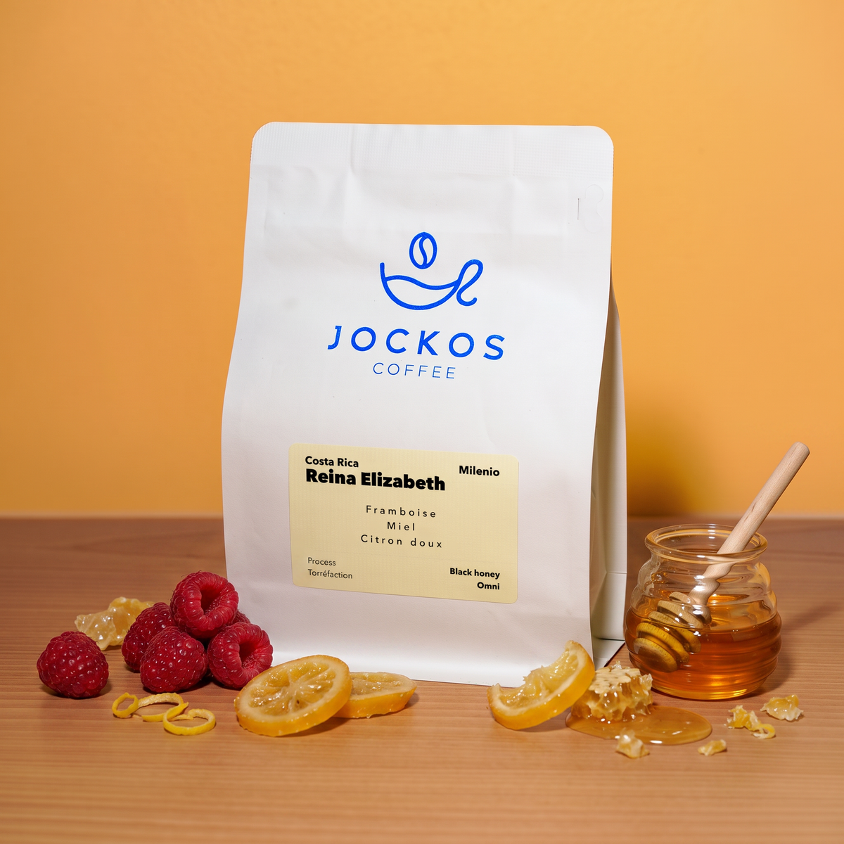 Costa Rica Reina Elizabeth, café black honey Jockos Coffee : framboise, miel, citron doux
