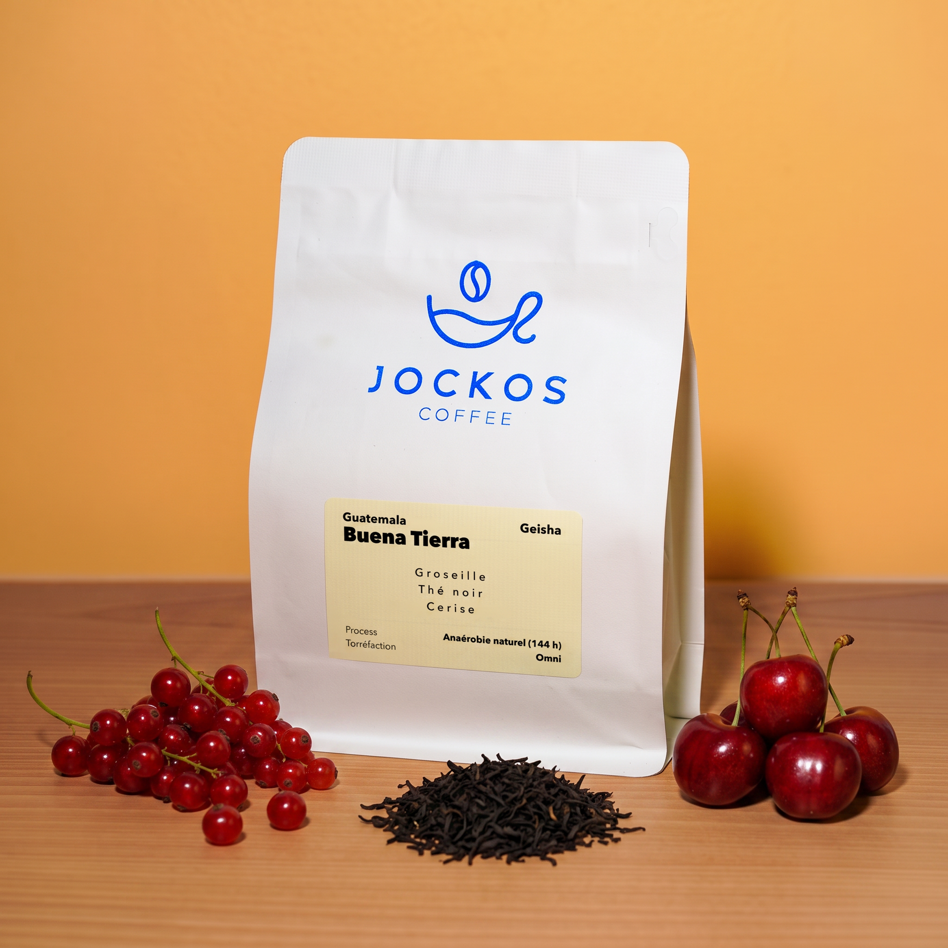 Guatemala Buena Tierra Geisha, café anaérobie naturel Jockos Coffee : groseille, thé noir, cerise
