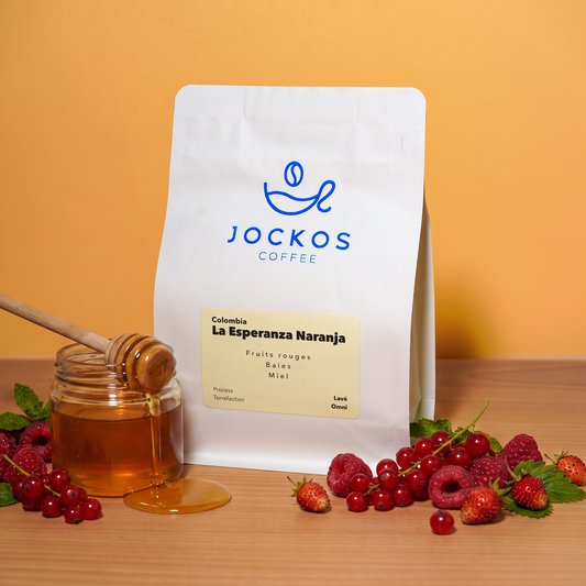 Colombia La Esperanza Naranja, café lavé Jockos Coffee : fruits rouges, baies, miel