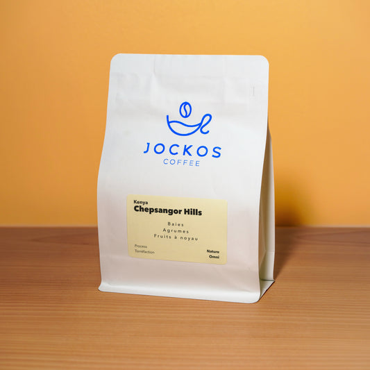 Sachet de Kenya Chepsangor Hills, café de spécialité naturel, Jockos Coffee
