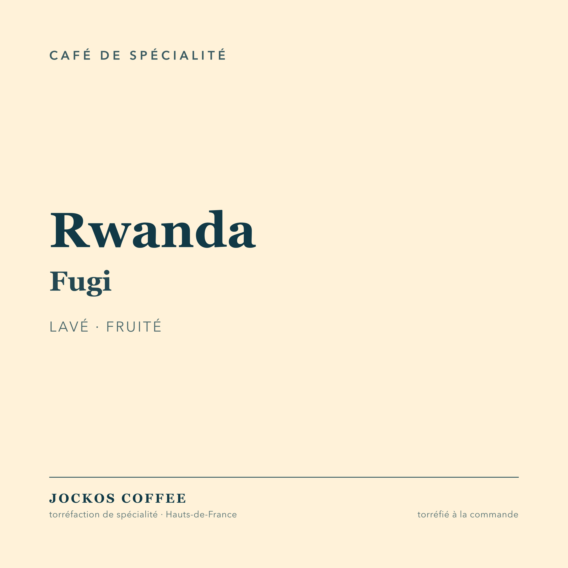 Rwanda Fugi, café de spécialité lavé, Jockos Coffee